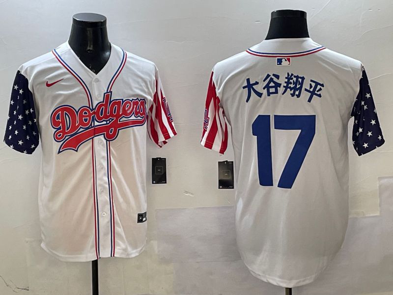 Men Los Angeles Dodgers #17 Ohtani White a generation of national flags Joint name 2025 Nike MLB Jersey style 1->los angeles dodgers->MLB Jersey